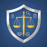 Ilustración de escudo con balanza